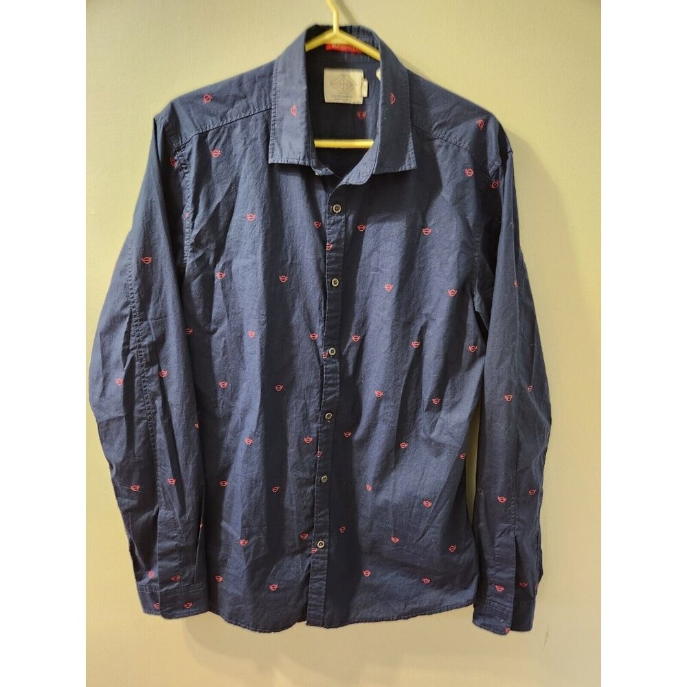Scotch & Soda Men Shirt Blue Slim Large Long Sleeve